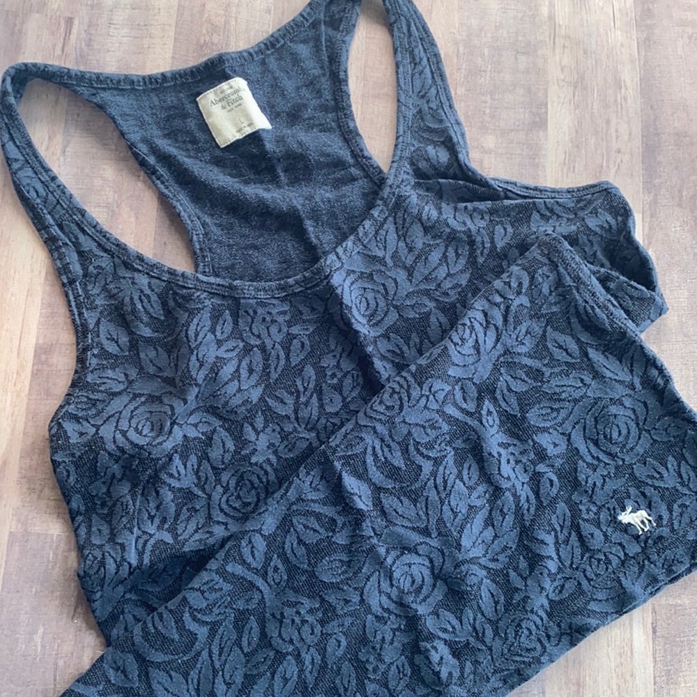 Abercrombie Navy Damask Tank